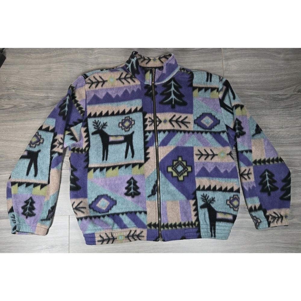 Teddi Jacket Womens Large L Multicolor Fleece‎ Coat Zippered